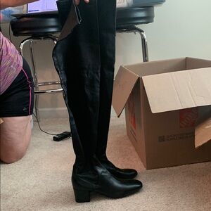 AGL Black Over the Knee-High Stretch Boots EU 41